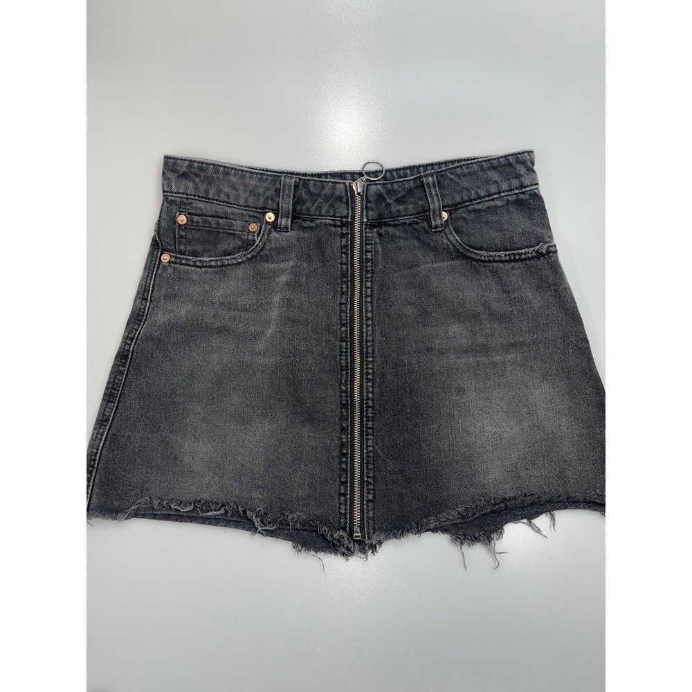 Free People We The Free Mini Skirt Women's Size 28 Fray Hem‎ Washed Black Denim